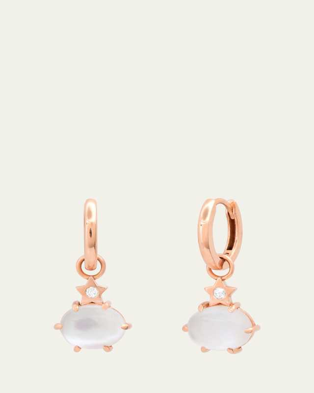 Mini Cosmo Moonstone Drop Hoop Earrings